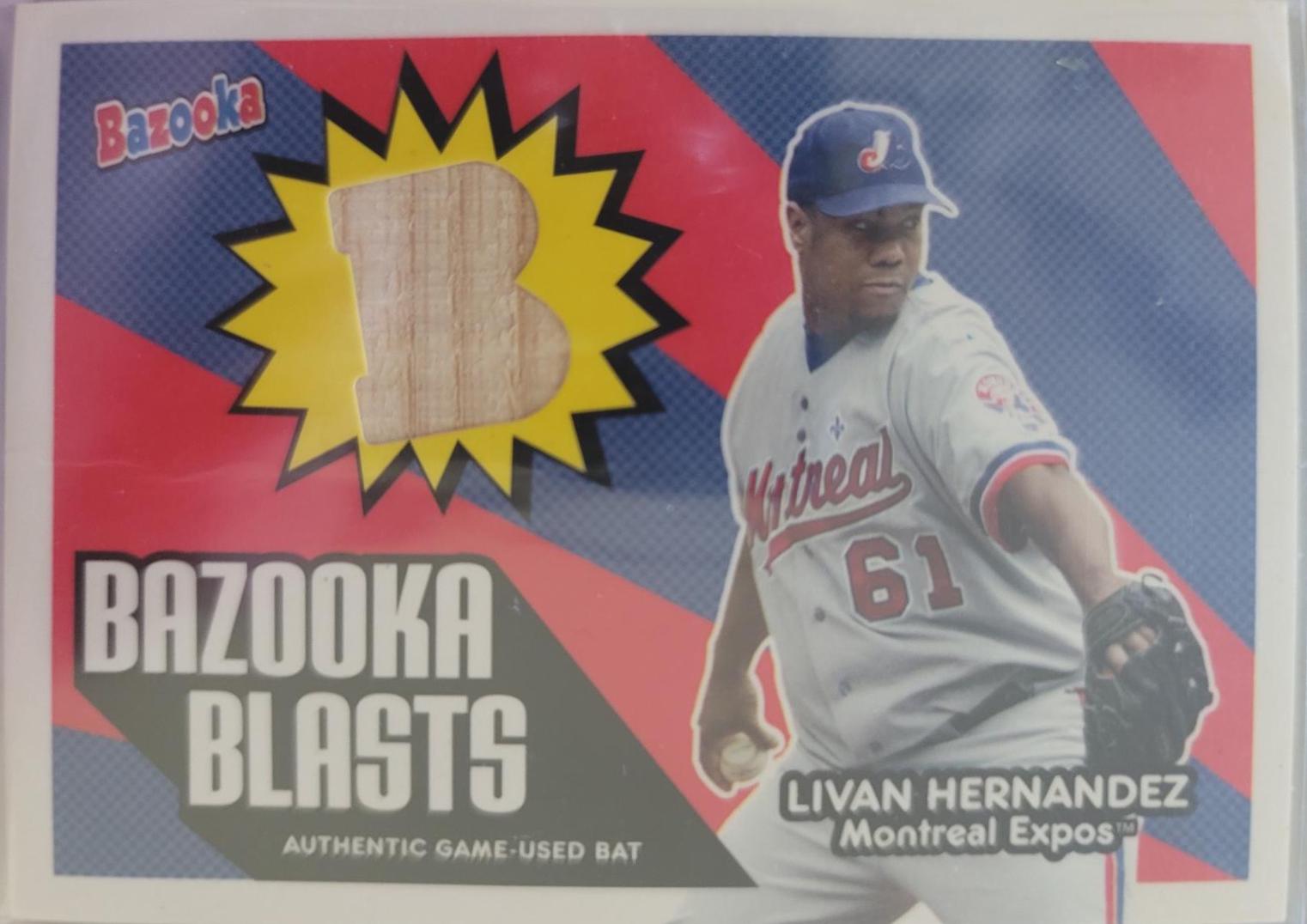 Livan Hernandez #BB-LH Baseball Cards 2005 Bazooka Blasts Bat Relics