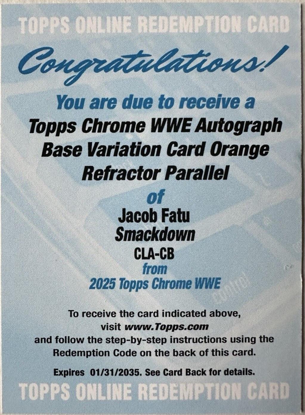 Jacob Fatu [Orange Refractor] #CLA-CB