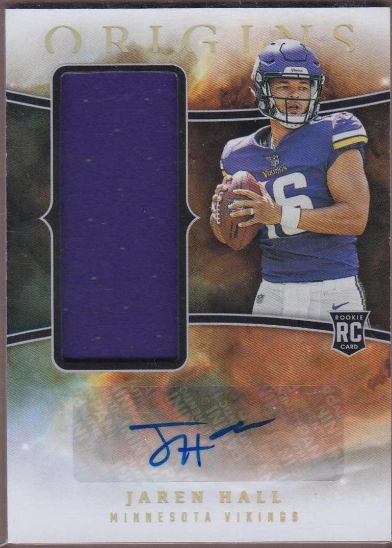 Jaren Hall #RJJA-JHA Football Cards 2023 Panini Origins Rookie Jumbo Jersey Autographs