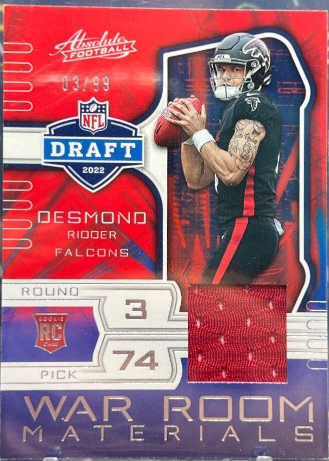 Desmond Ridder #4 Football Cards 2022 Panini Absolute War Room Materials