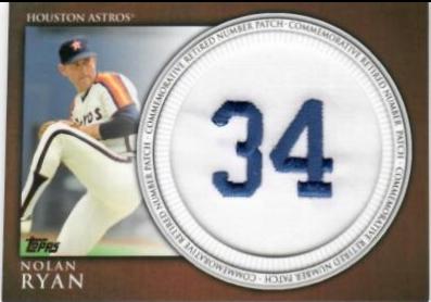 Nolan Ryan #RN-NR Baseball Cards 2012 Topps Retired Number Patches