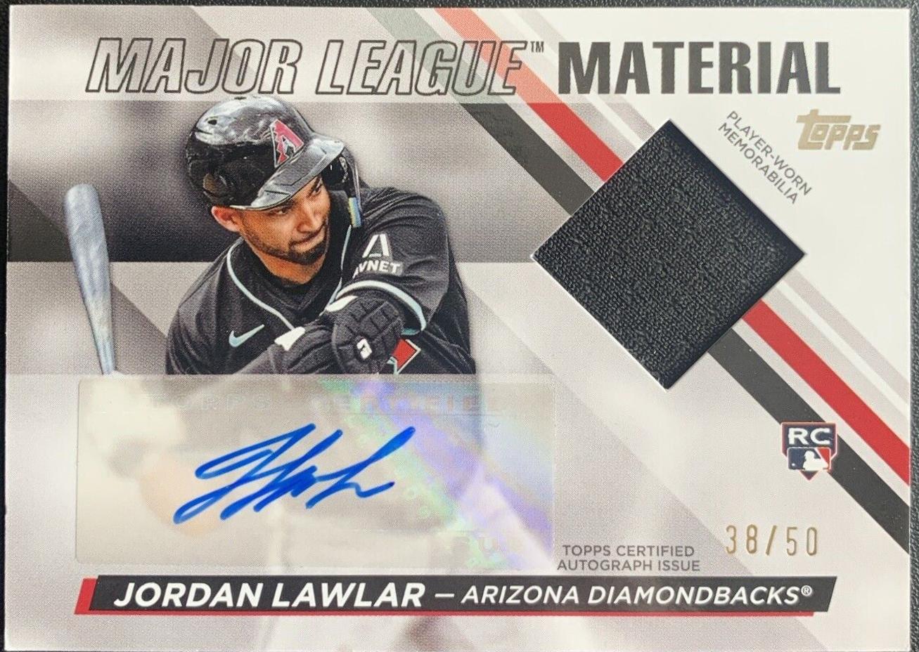 Jordan Lawlar #MLMAU-JLA Baseball Cards 2024 Topps Update Major League Materials Autographs