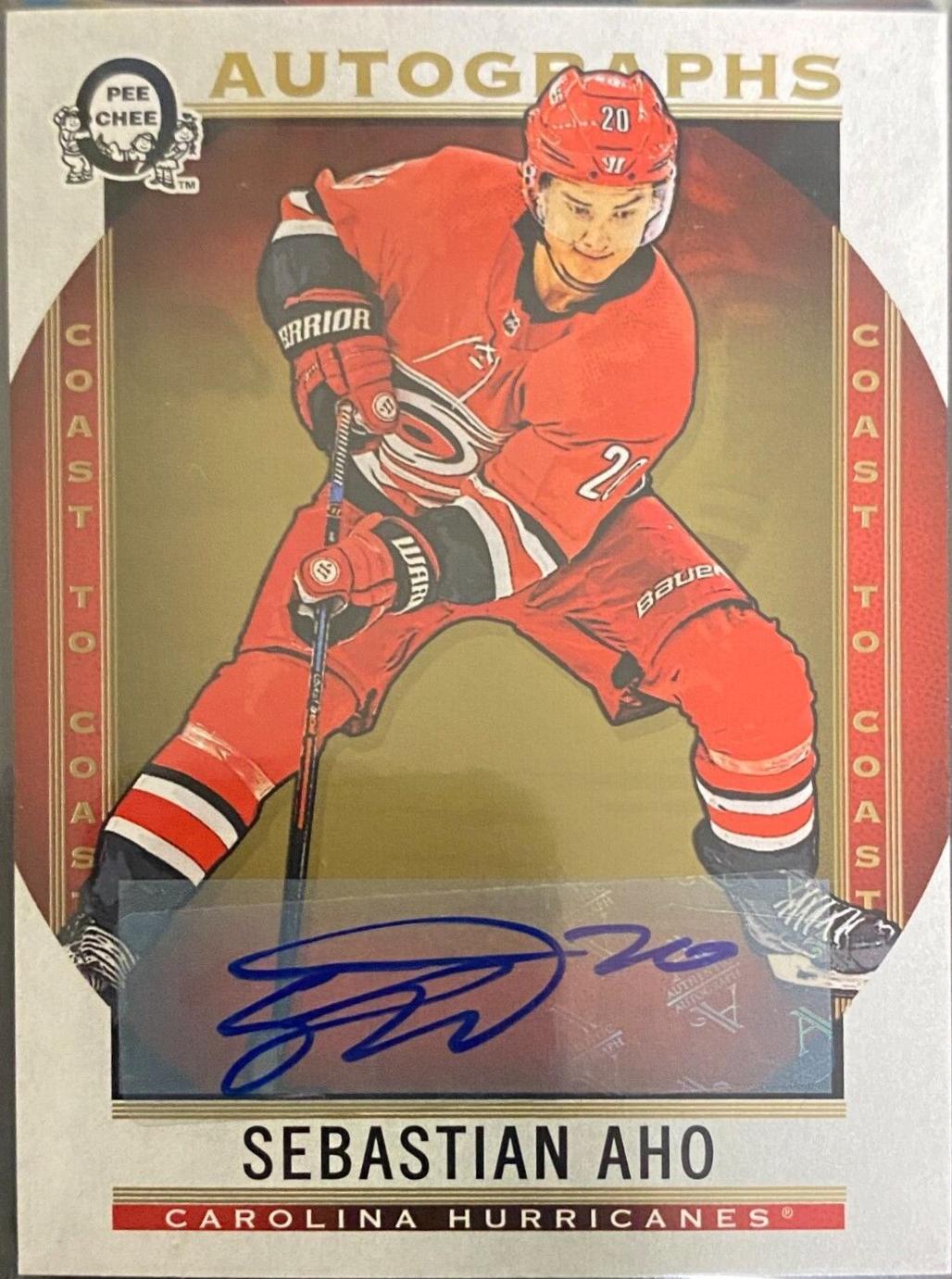 Sebastian Aho #15 Hockey Cards 2018 O-Pee-Chee Coast-to-Coast Autographs