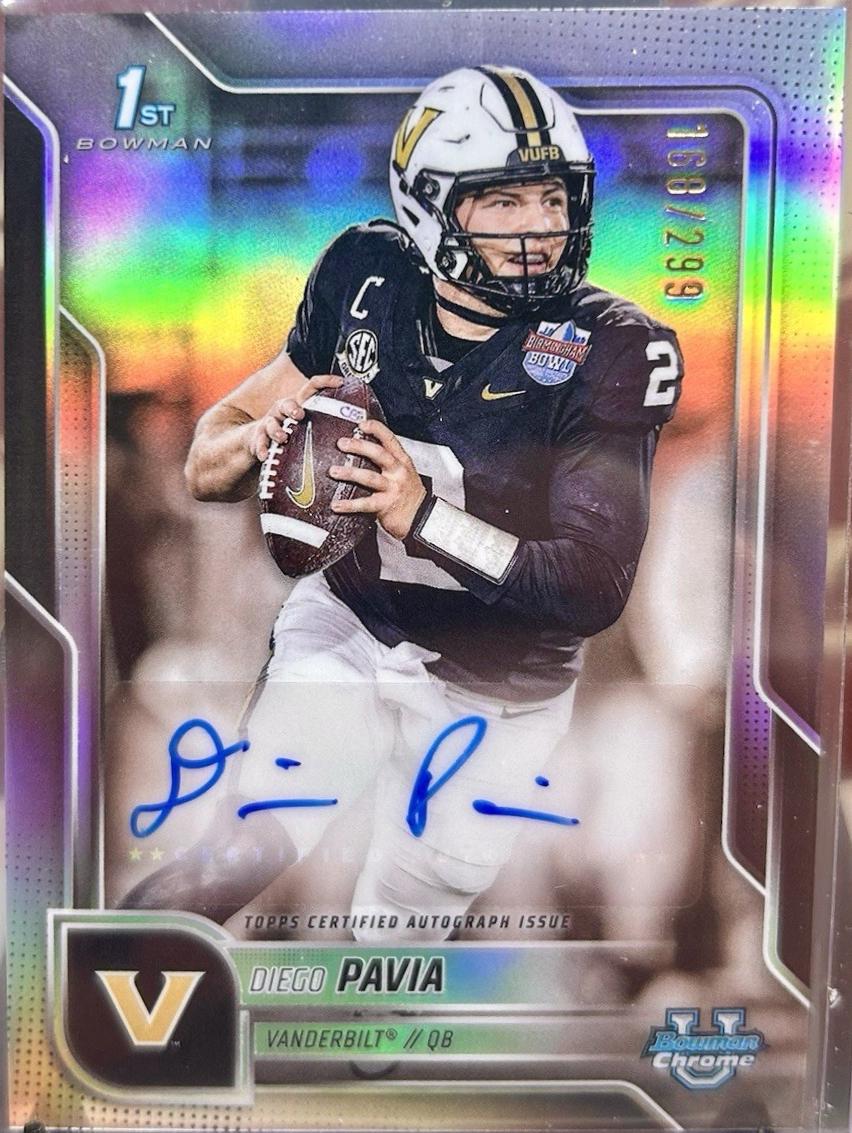 Diego Pavia #BCA-DPA 2025 Bowman University Chrome Football Chrome Prospect Autographs