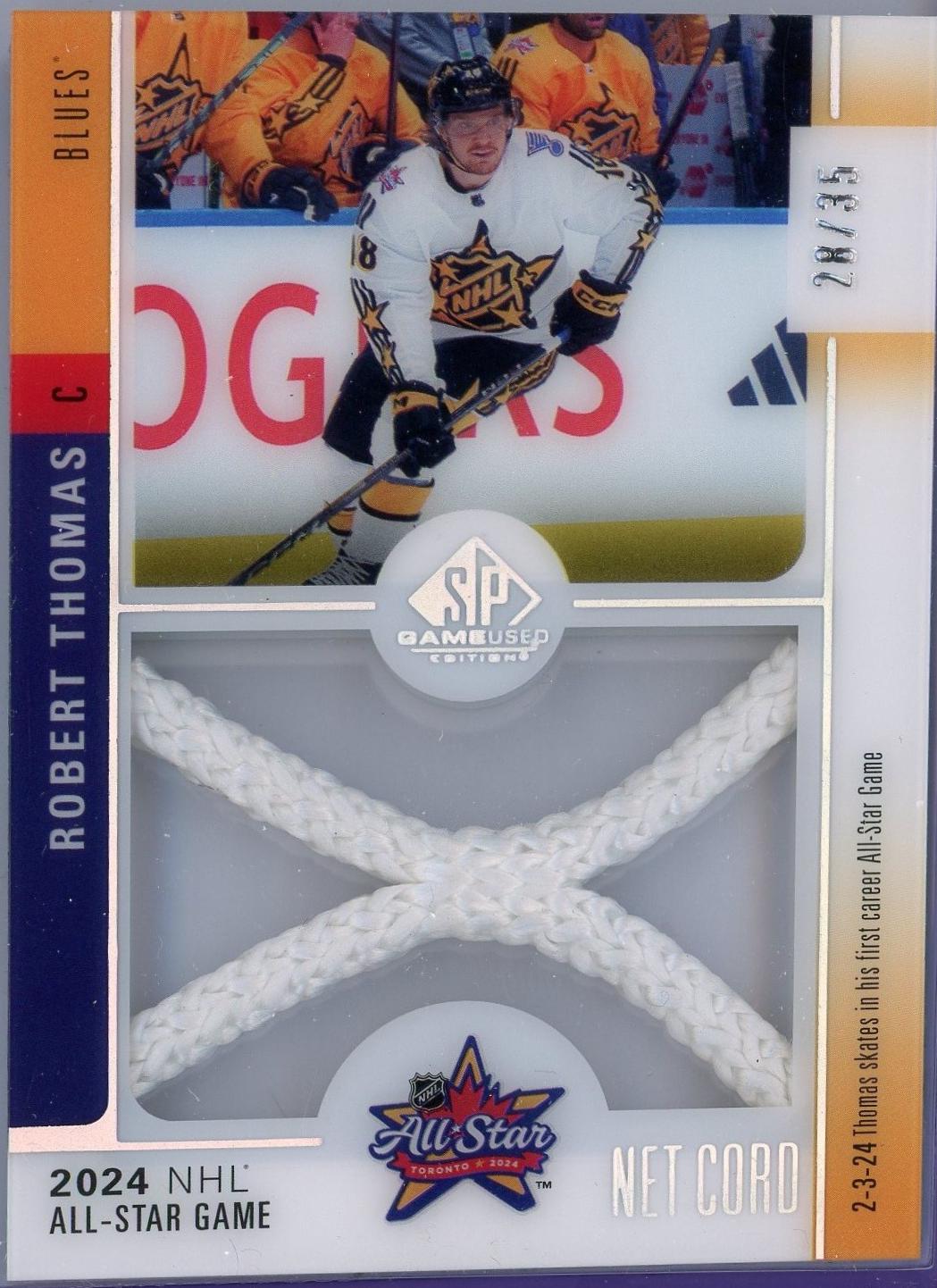 Robert Thomas #ASN-RT Hockey Cards 2024 SP Game Used All-Star Game Net Cord Relic