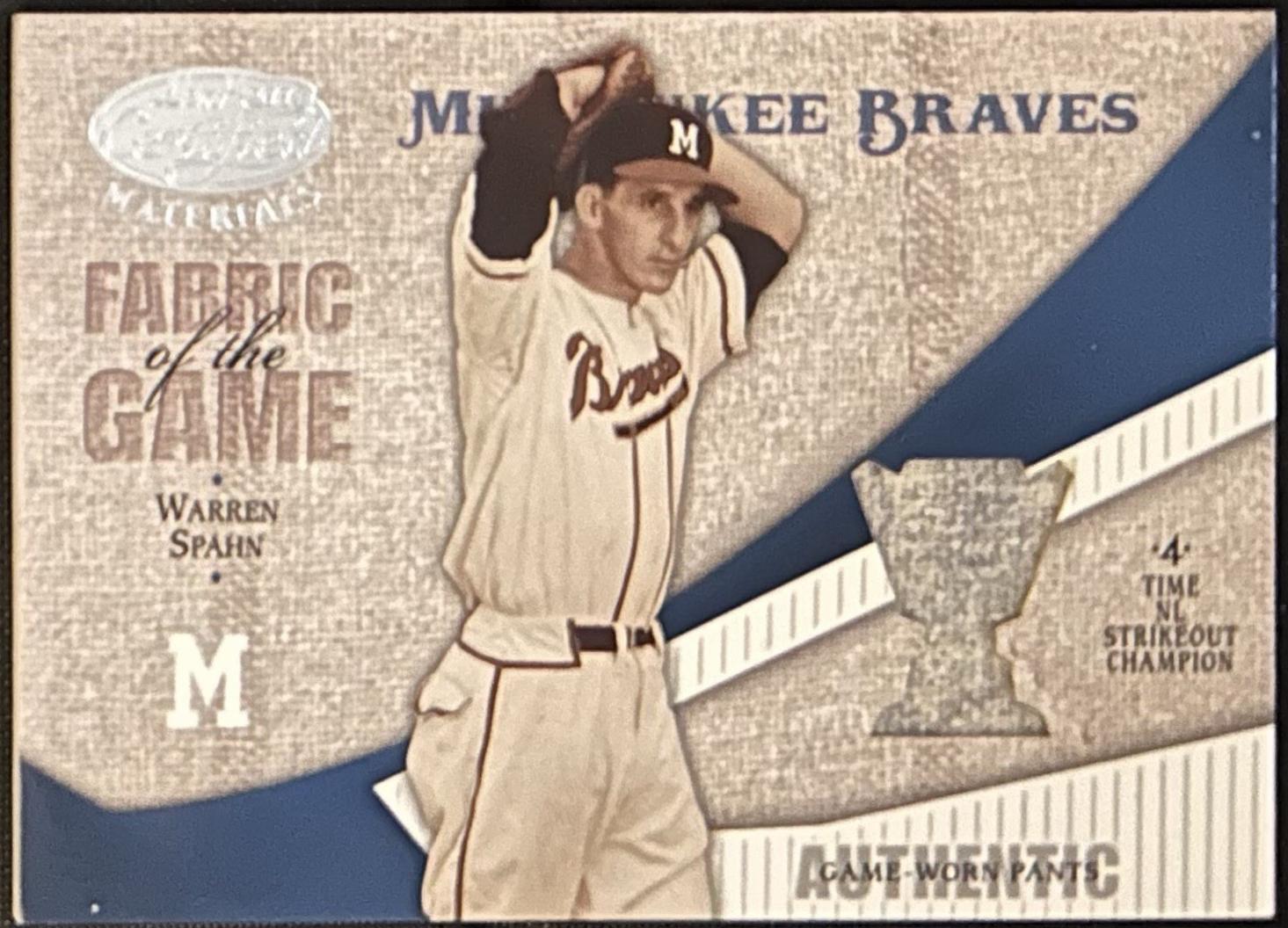 Warren Spahn #FG-122 2004 Leaf Certified Materials Fabric Of The Game Baseball