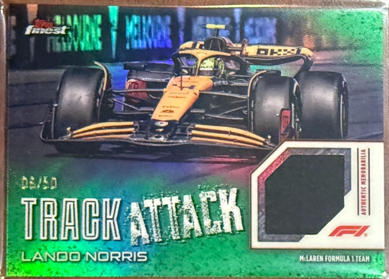 Lando Norris #TAR-NOR Racing Cards 2024 Topps Finest Formula 1 Track Attack Relic