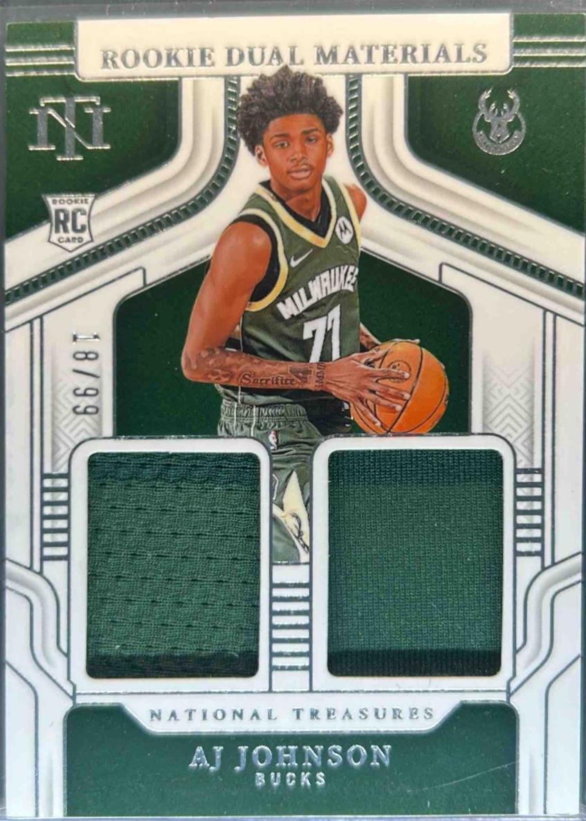 AJ Johnson #7 2024 Panini National Treasures Rookie Dual Materials Basketball