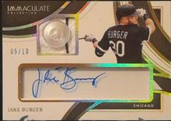 Jake Burger [Patch Autograph Button] #107 Baseball Cards 2022 Panini Immaculate Prices