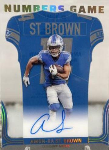 Amon Ra St. Brown #NG-AST Football Cards 2022 Panini Select Numbers Game Autographs