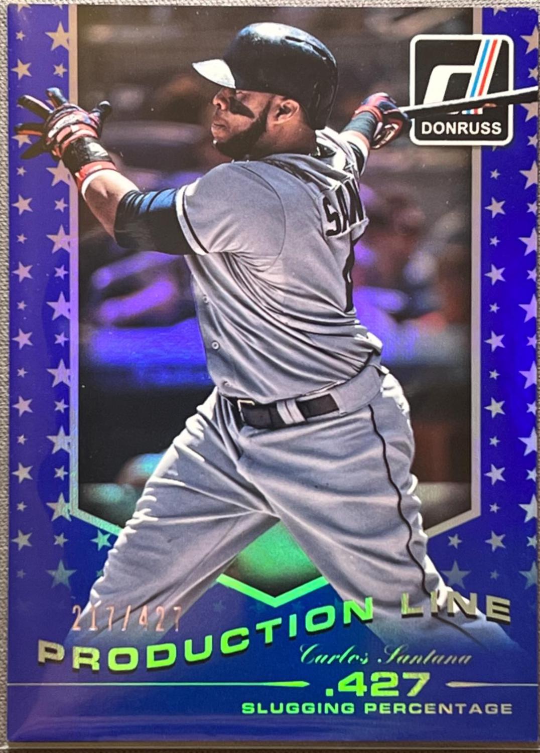 Carlos Santana #18 Baseball Cards 2015 Donruss Production Line