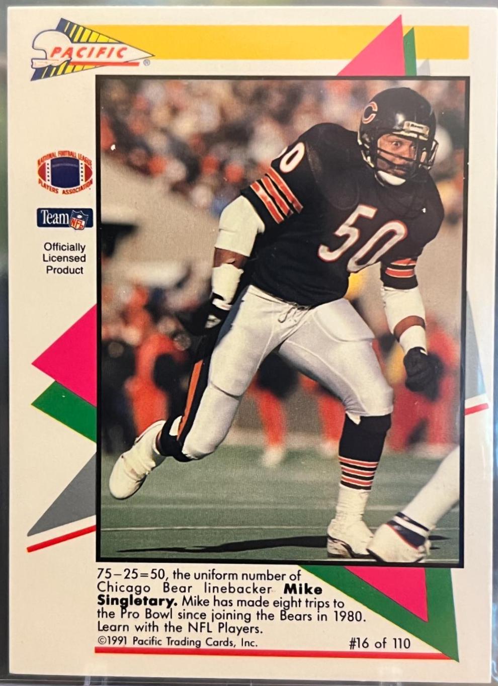 Mike Singletary #16 Football Cards 1991 Pacific Flash Cards