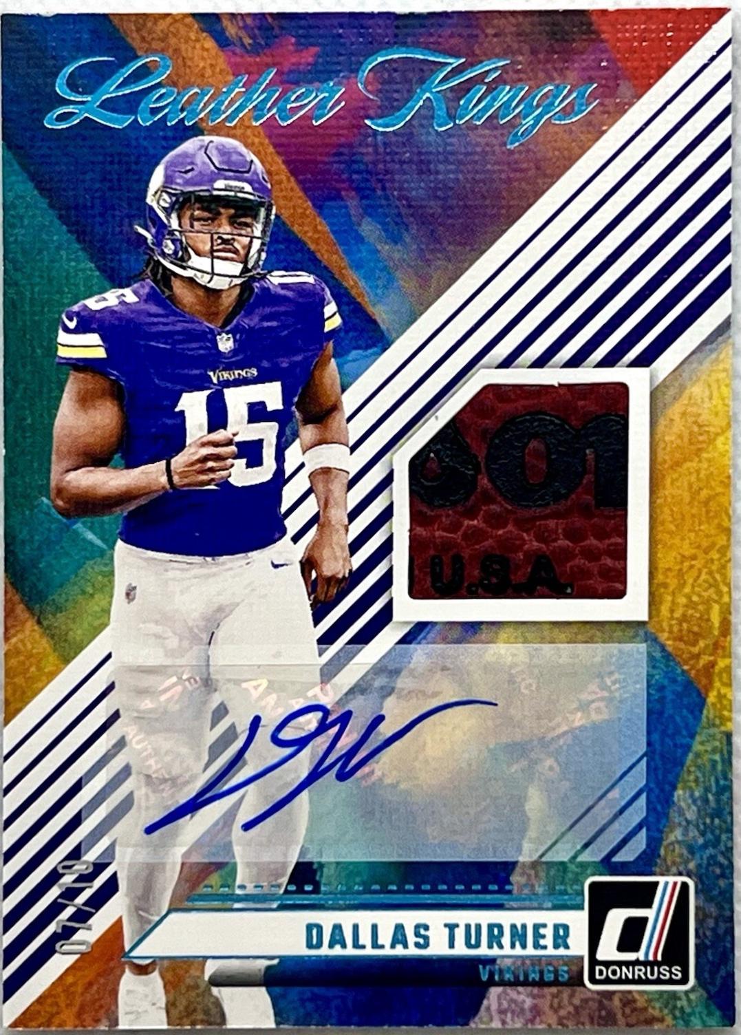 Dallas Turner #LK-DTU Football Cards 2024 Panini Donruss Leather Kings Autograph
