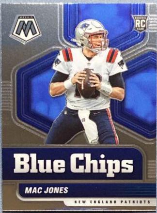 Mac Jones #5 Football Cards 2021 Panini Mosaic Blue Chips