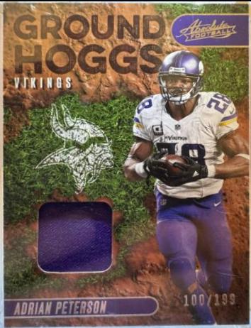 Adrian Peterson #GH-18 Football Cards 2023 Panini Absolute Ground Hoggs Materials