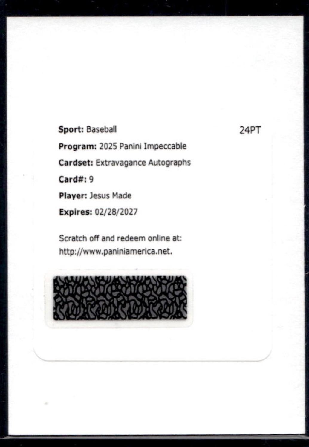 Jesus Made #9 2025 Panini Impeccable Baseball Extravagance Autographs