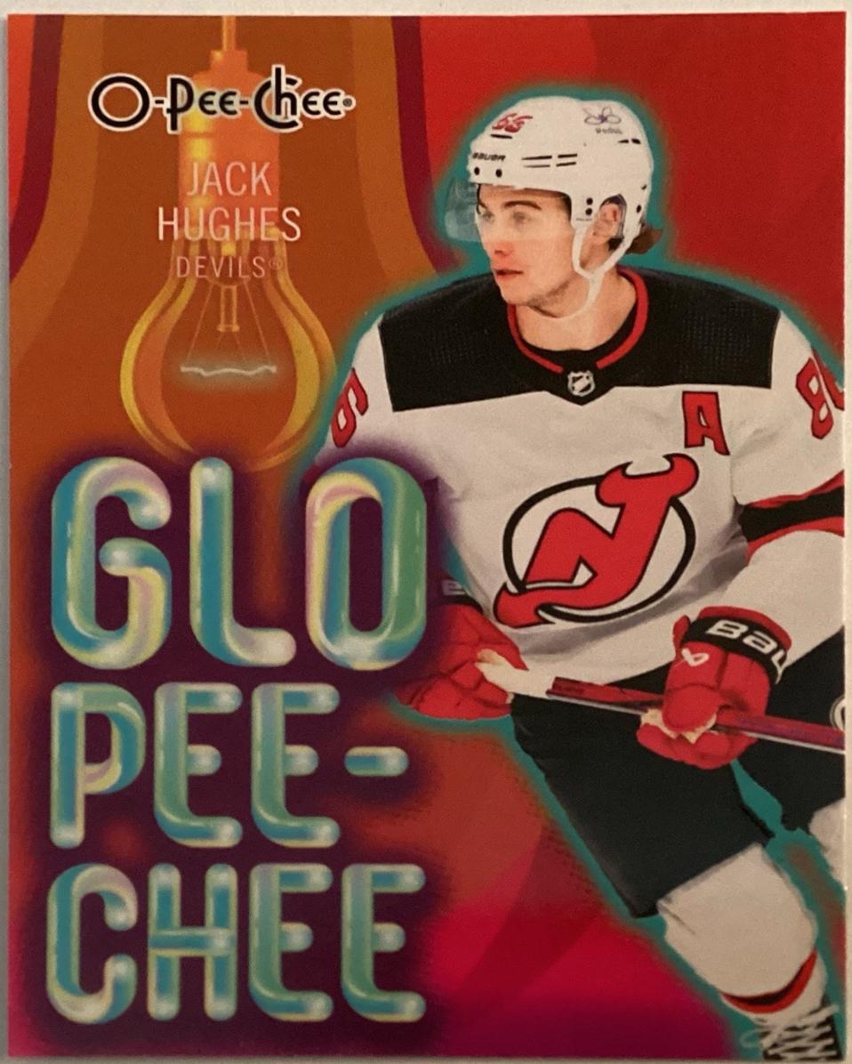 Jack Hughes #GLO-16 Hockey Cards 2024 O-Pee-Chee Glo-Pee-Chee