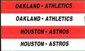 Oakland Athletics - Houston Astros Team Sticker Baseball Cards 1988 Fleer Team Stickers