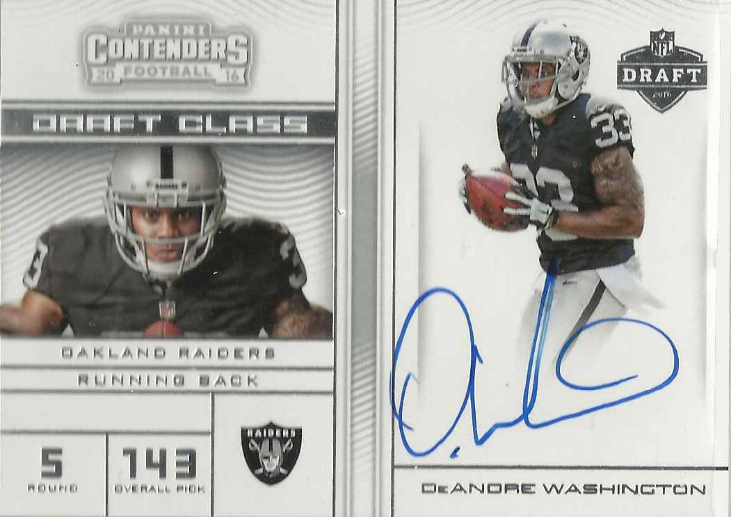 DeAndre Washington #23 Football Cards 2016 Panini Contenders Draft Class Autographs