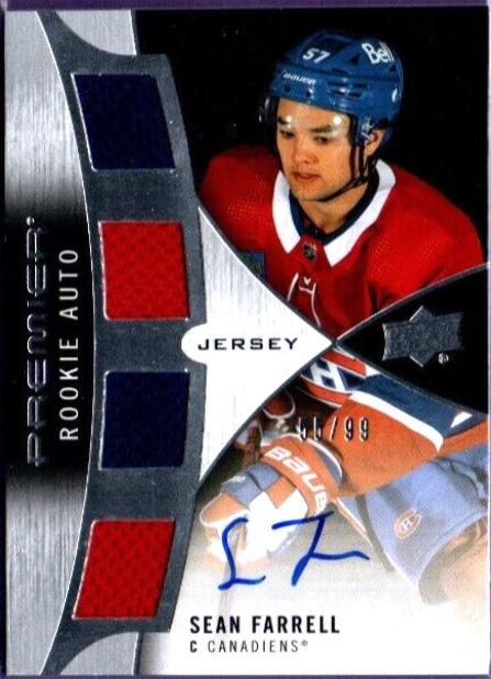 Sean Farrell #PRA-SF Hockey Cards 2023 Upper Deck Premier Rookie Auto Jersey