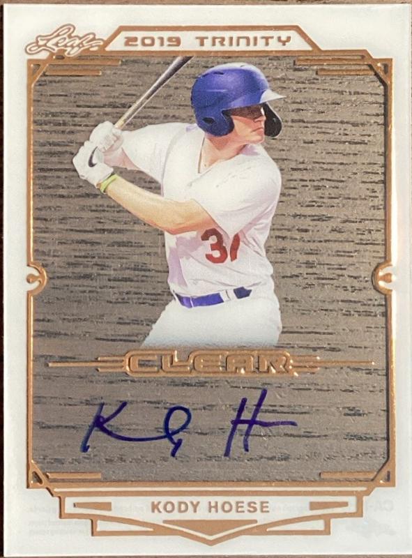 Kody Hoese #CA-KH1 2019 Leaf Trinity Clear Autograph Baseball