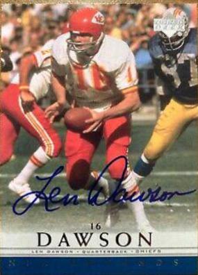 Len Dawson Football Cards 2000 Upper Deck Legends Autographs