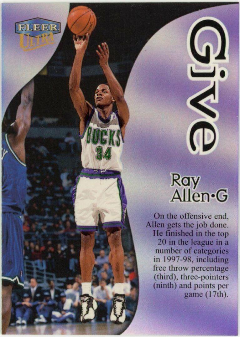 Ray Allen #6GT Basketball Cards 1998 Ultra Give and Take