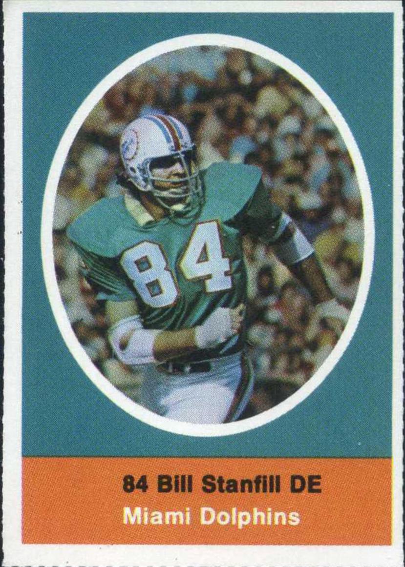 Bill Stanfill Football Cards 1972 Sunoco Stamps