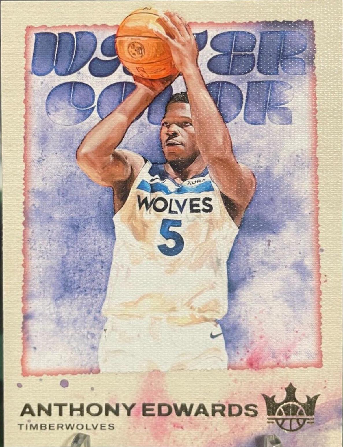 Anthony Edwards #6 Basketball Cards 2023 Panini Court Kings Water Color