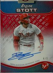 Bryson Stott [Red Refractor] #PPA-BS Baseball Cards 2024 Topps Pristine Production Autograph Prices