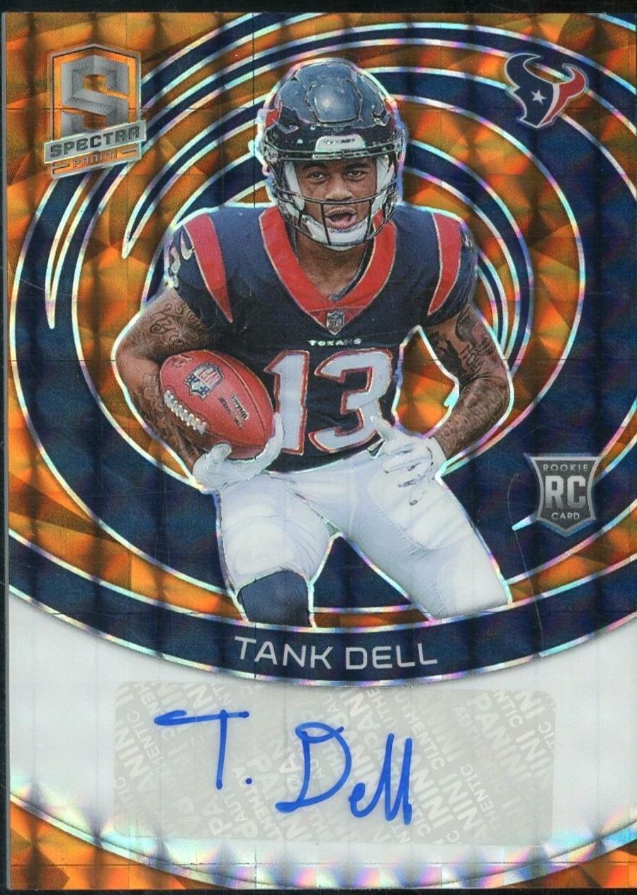 Tank Dell #7 Football Cards 2023 Panini Spectra Rookie Autograph Neon Orange