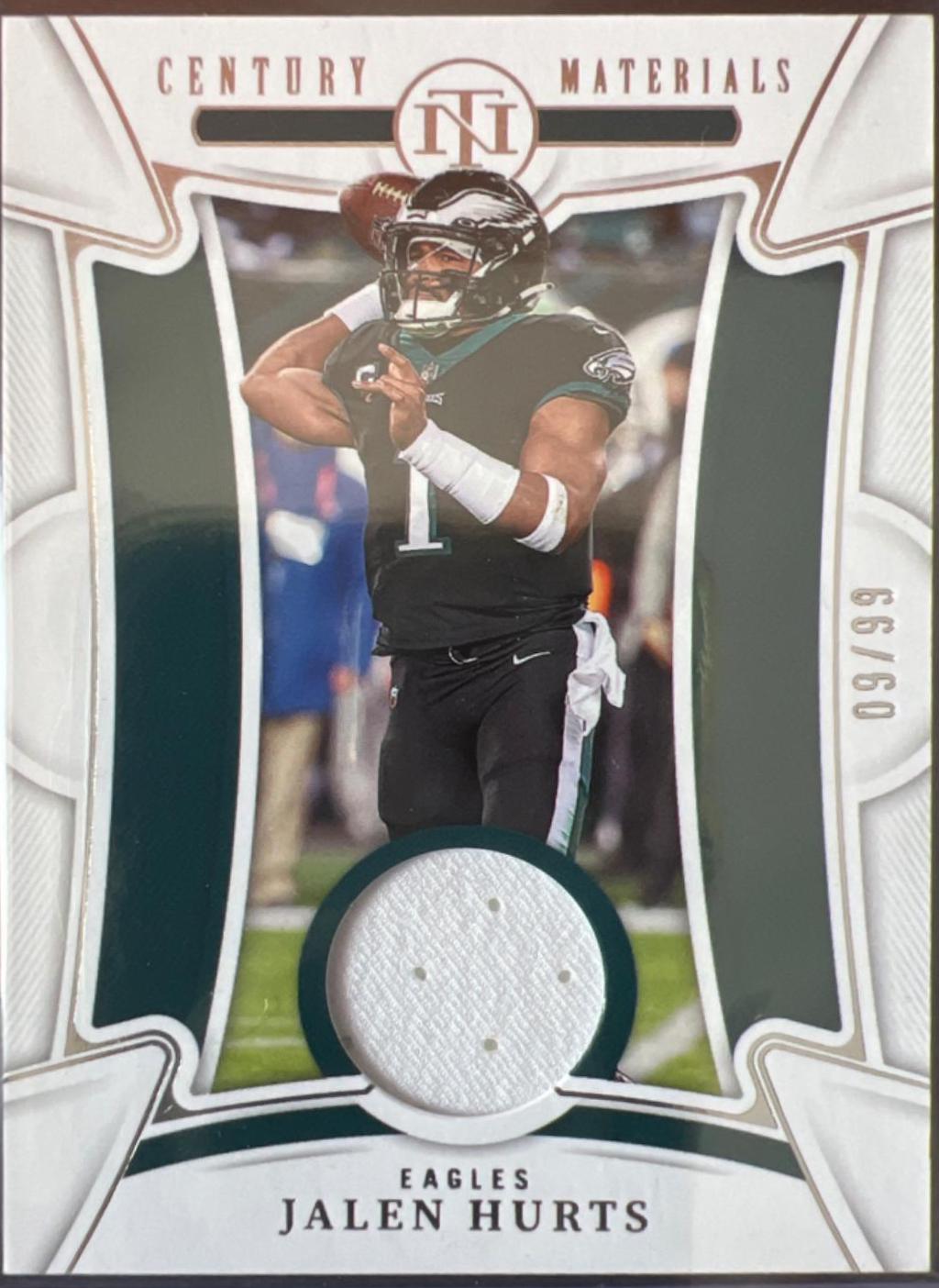 Jalen Hurts #CEN-JHU Football Cards 2022 Panini National Treasures Century Materials