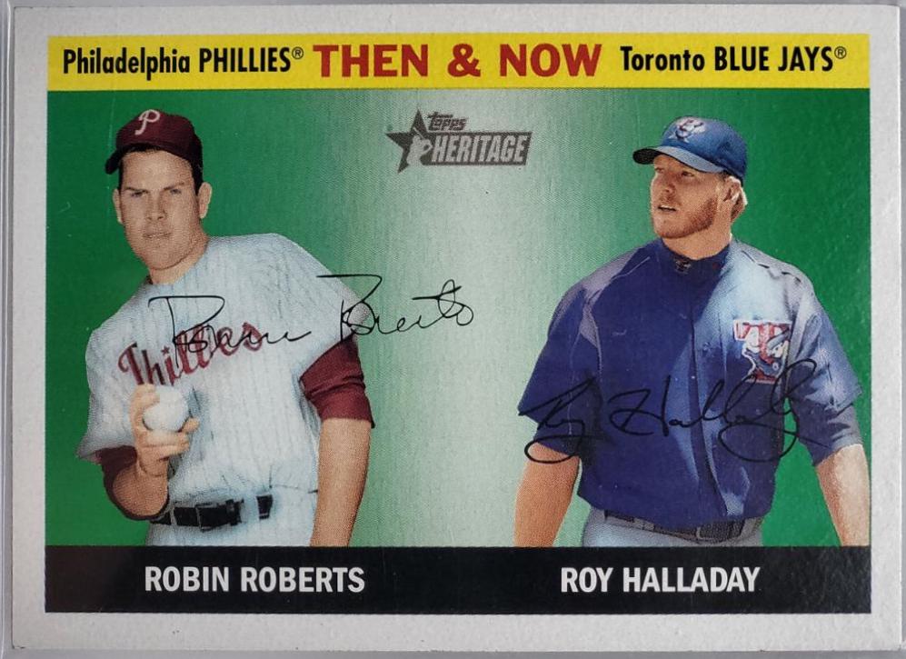 Wins Leaders: Robin Roberts, Roy Halladay #TN4 Baseball Cards 2004 Topps Heritage Then & Now