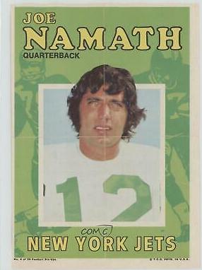 Joe Namath #4 Football Cards 1971 Topps Pin Ups