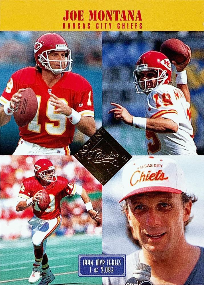 Joe Montana #M.V.P. 16 Football Cards 1994 Pro Line Live MVP Sweepstakes