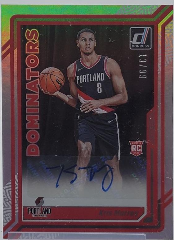 Kris Murray #RD-KMP Basketball Cards 2023 Panini Donruss Rookie Dominators Autographs