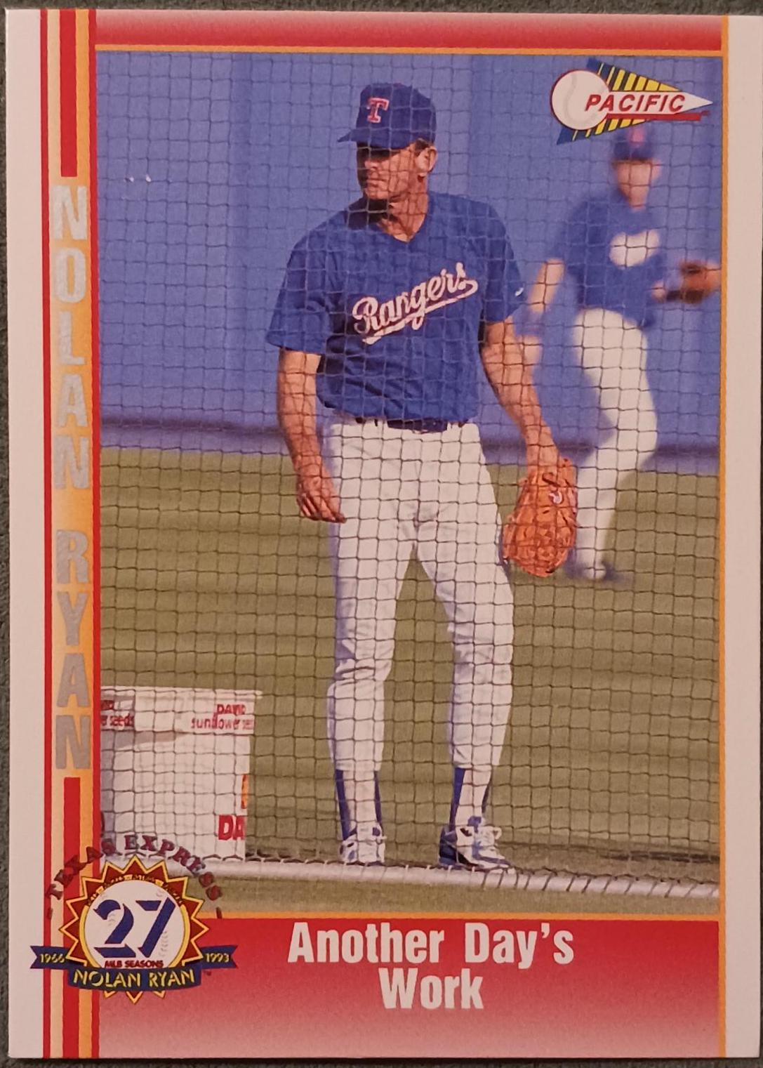 Another Day's Work #215 Baseball Cards 1993 Pacific Nolan Ryan 27th Season