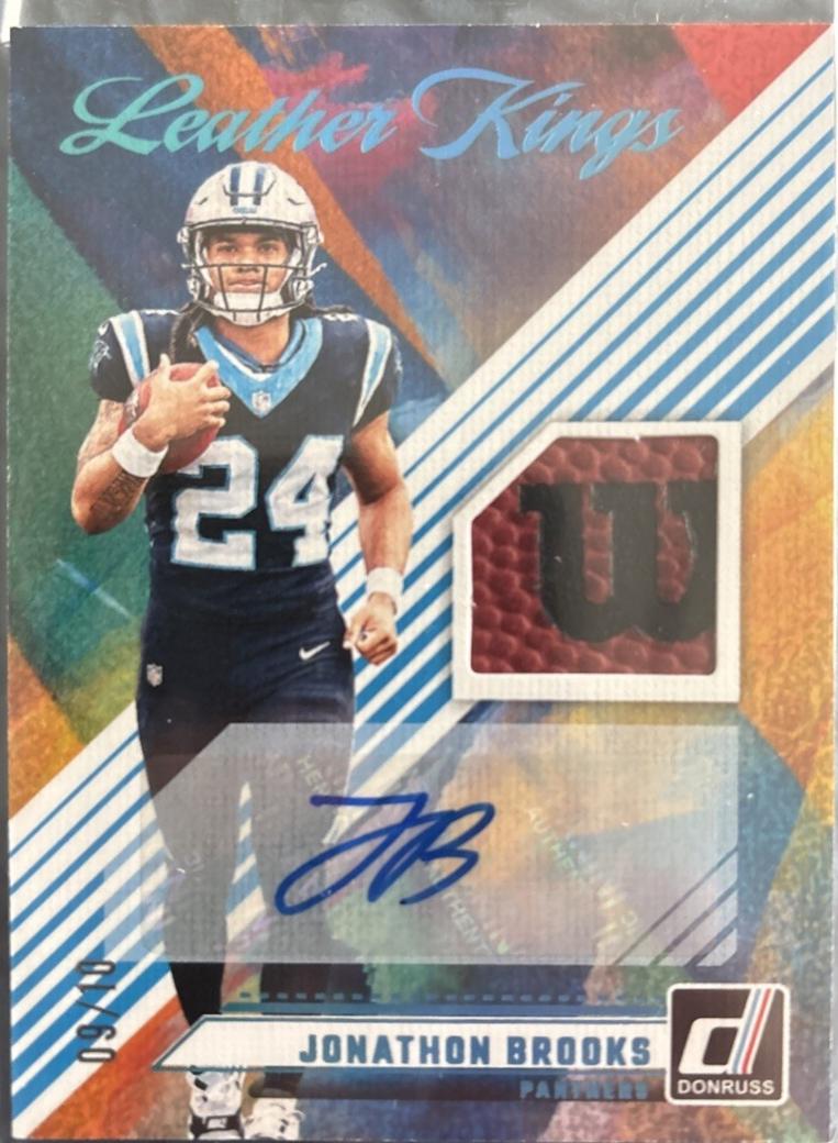 Jonathon Brooks #LK-JBR Football Cards 2024 Panini Donruss Leather Kings Autograph