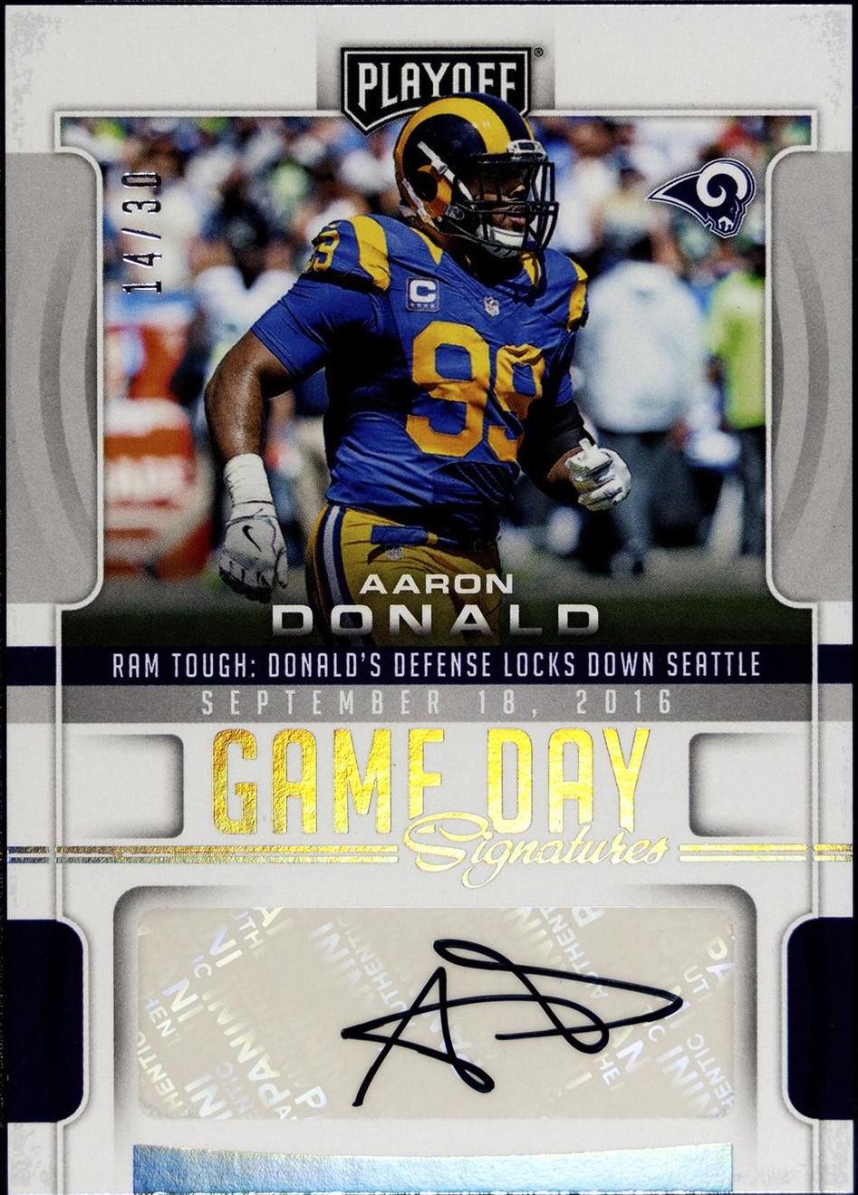 Aaron Donald #A-25 Football Cards 2017 Panini Playoff Game Day Signature