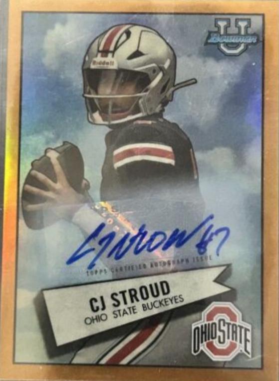 CJ Stroud [Autograph Orange] #52BF-2 Football Cards 2022 Bowman Chrome University 1952