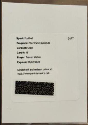Travon Walker #G-TW Football Cards 2022 Panini Absolute Glass