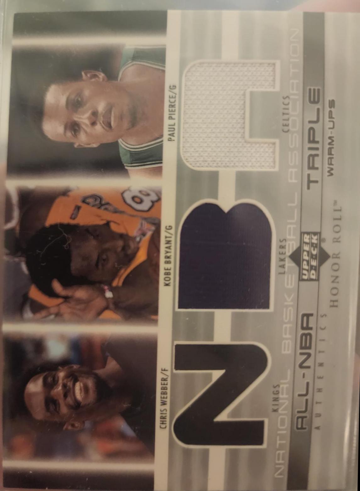 Chris Webber/Kobe Bryant/Paul Pierce #CW/KB/PP Basketball Cards 2003 Upper Deck Honor Roll All-NBA Authentic Combo Jersey
