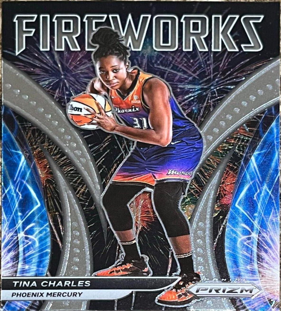 Tina Charles #4 Basketball Cards 2022 Panini Prizm WNBA Fireworks