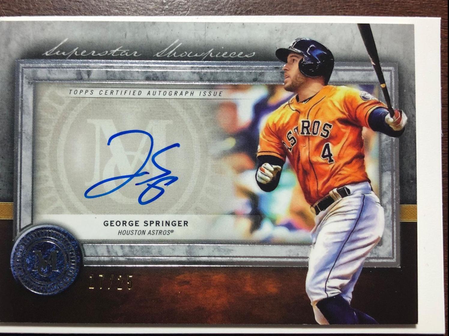 George Springer #SS-GS Baseball Cards 2020 Topps Museum Collection Superstar Showpieces Autographs
