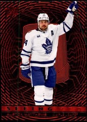 Auston Matthews #SR-99 Hockey Cards 2023 Upper Deck Seeing Red