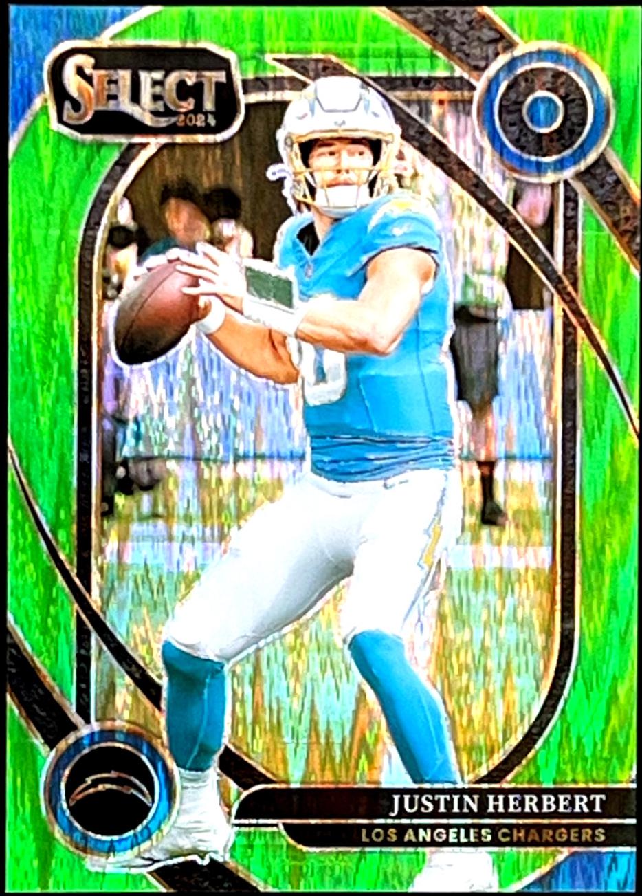 2024 Panini Select Justin Herbert [Neon Green Prizm Shock] #232 card