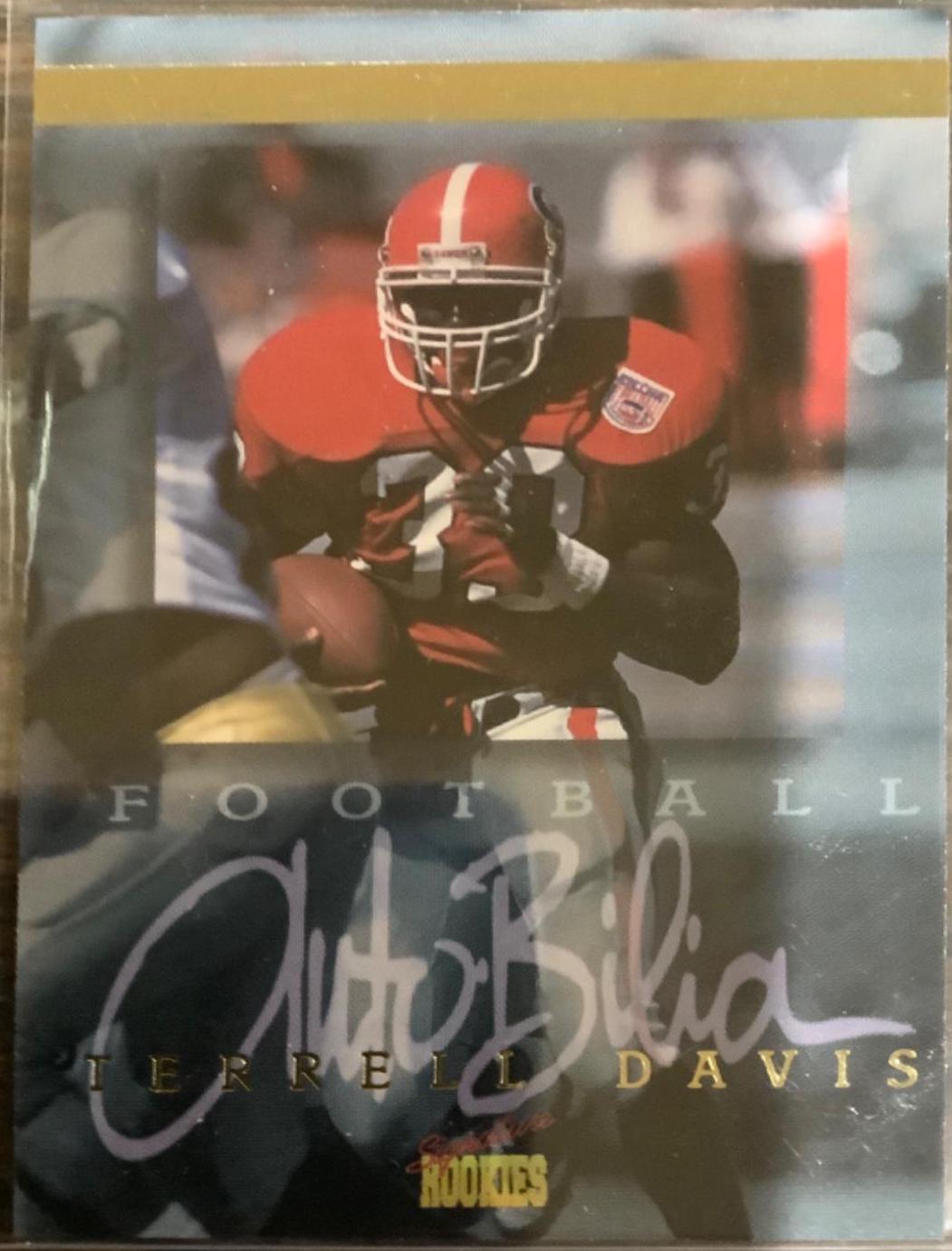 Terrell Davis #6 Football Cards 1996 Signature Rookies Auto Bilia