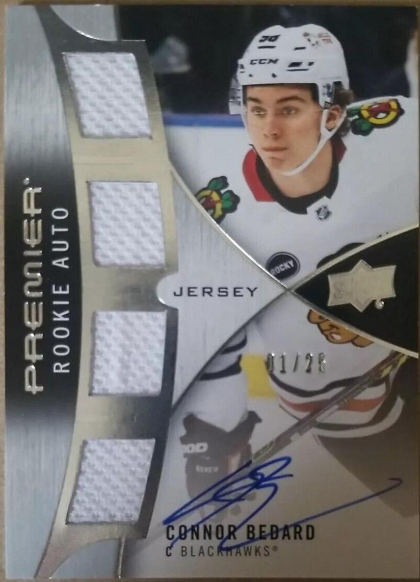 Connor Bedard #PRA-CB Hockey Cards 2023 Upper Deck Premier Rookie Auto Jersey