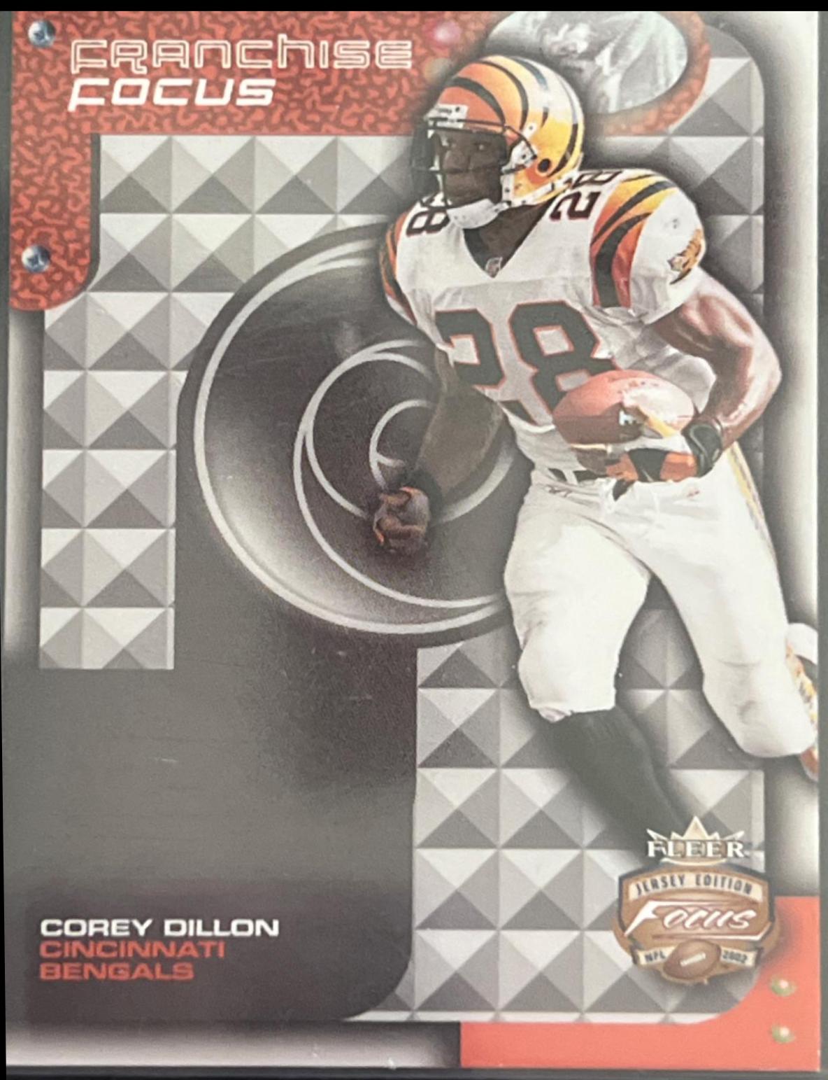 Corey Dillon #7 Football Cards 2002 Fleer Focus Jersey Edition Franchise