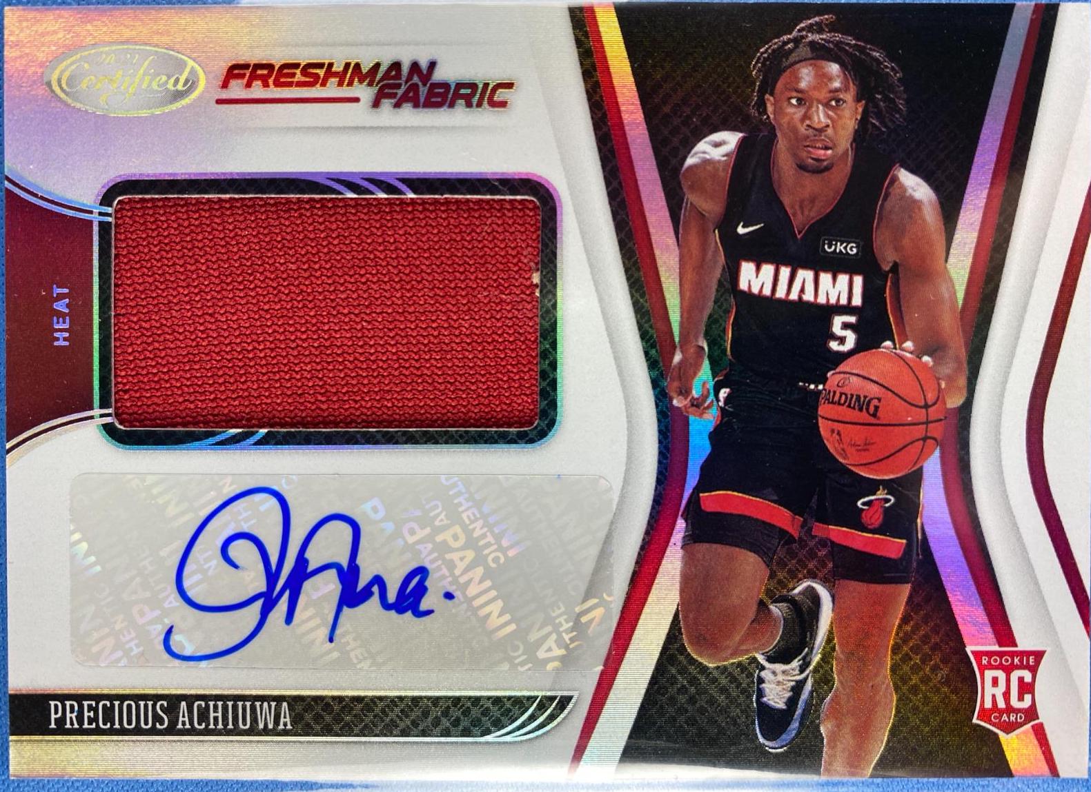 Precious Achiuwa #FF-ACH Basketball Cards 2020 Panini Certified Freshman Fabric Signatures